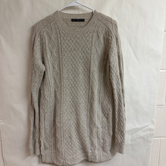 Peruvian Connection Sweaters - Peruvian Connection Fisherman Royal Alpaca Cable Knit Sweater Beige Old Money S